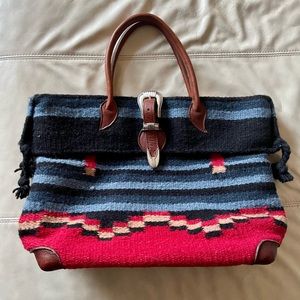 $395 Two Bar West McFadin Leather & Wool Satchel Tote Bag - Sundance Catalog